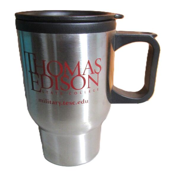 Thomas Edison State College Travel Mug Stainless Steel with Lid and Handle 16 Oz - Picture 1 of 5